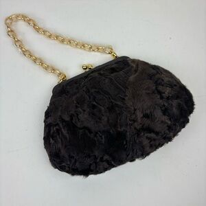 Vintage Bloomingdale’s brown fur bag/chain strap-NWOT